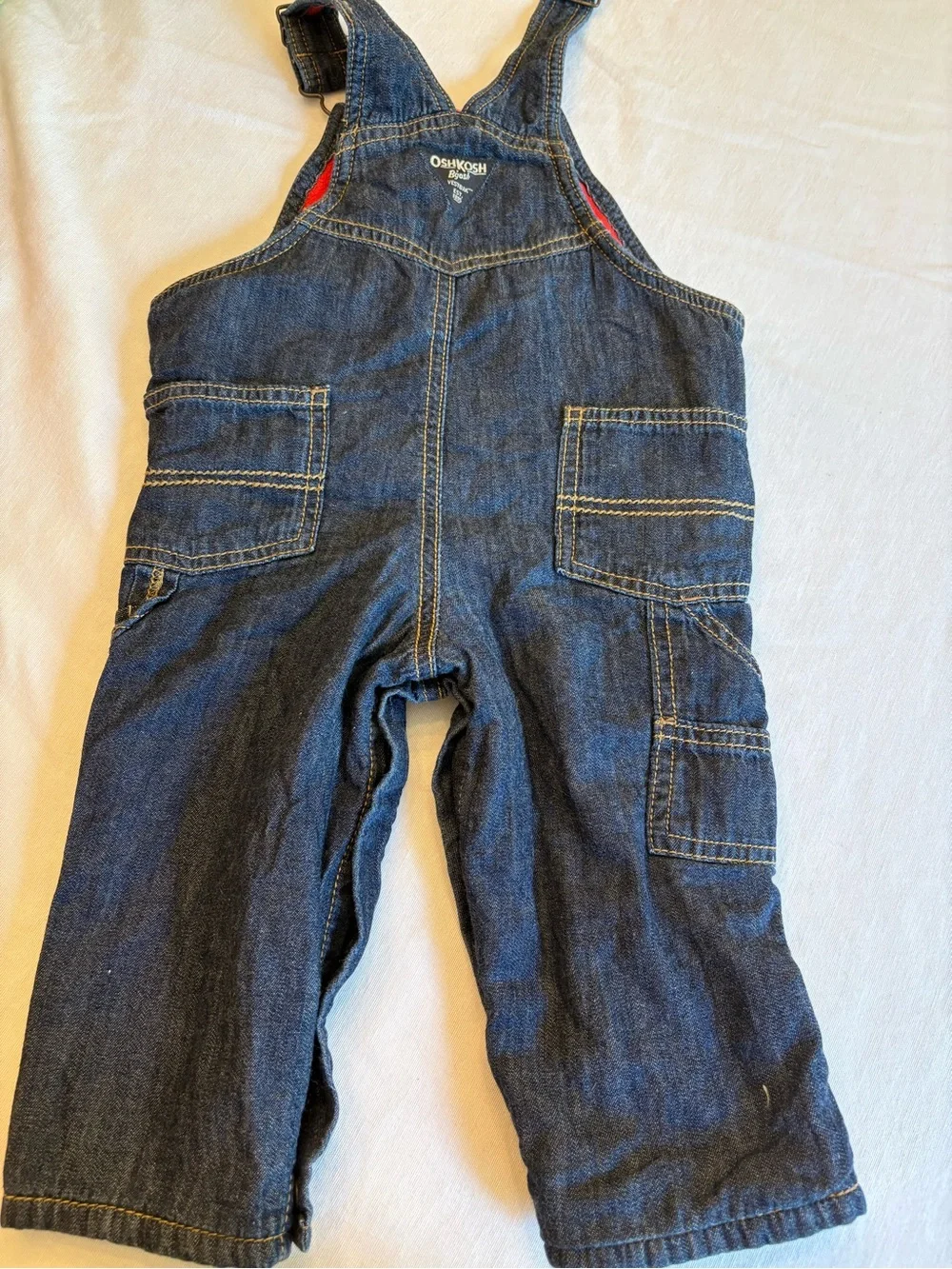 OshKosh Denim Overalls with Red Fleece Lining